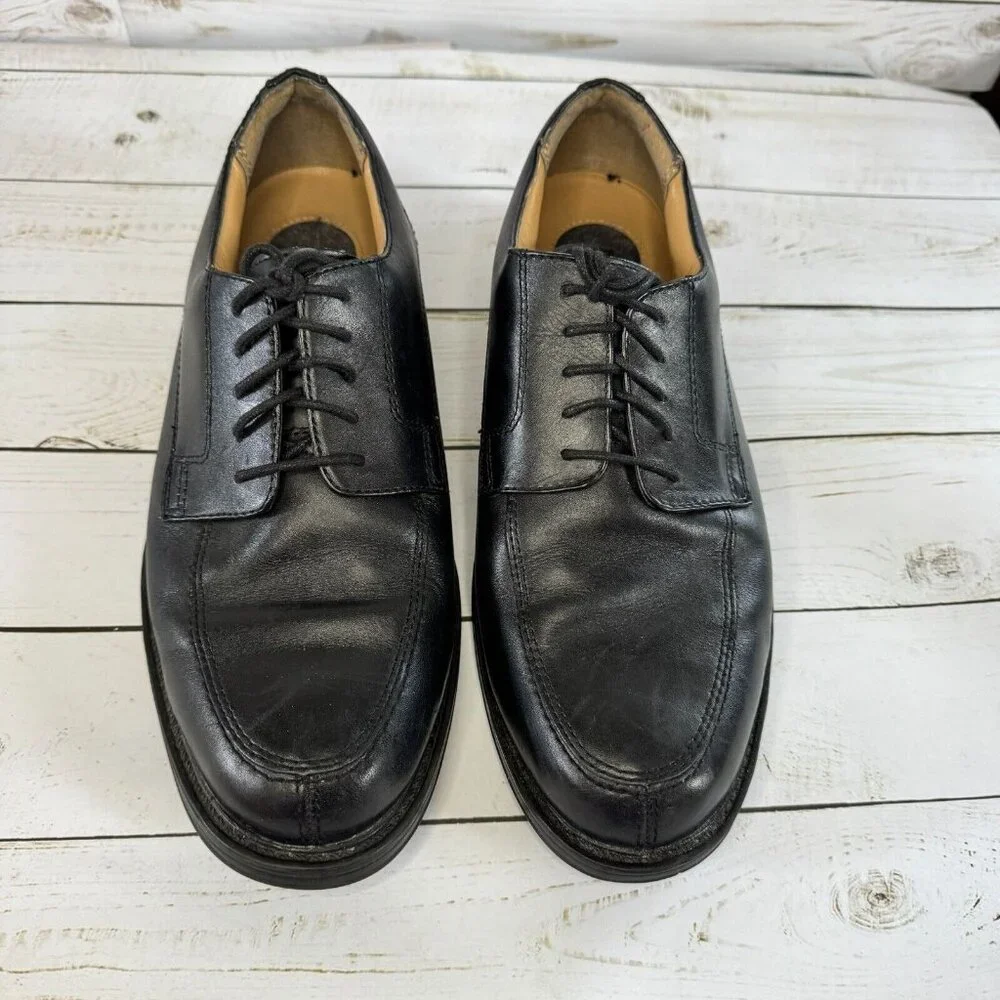 Croft & Barrow Carlton Black Leather Wide Lace Up‎ Mens Dress Shoes Size 9 Wide